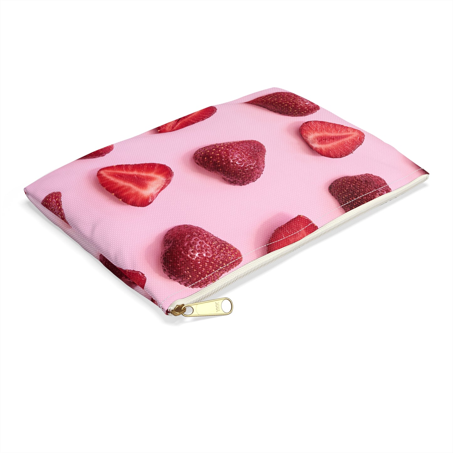 Strawberries Accessory Pouch β Limited Edition Fresh Cut Print on Vibrant Pink