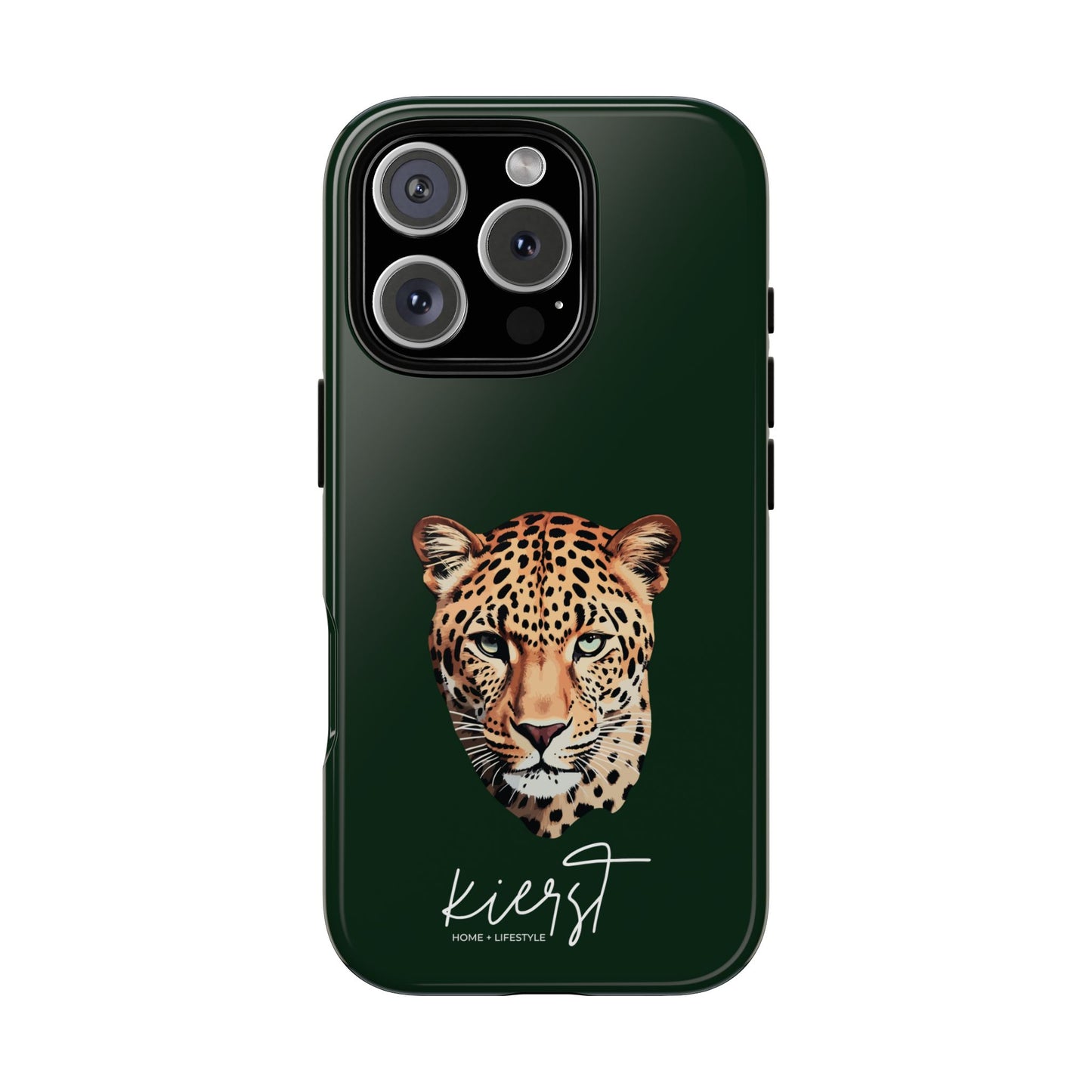 Leopard Head on Signature Midnight Pine iPhone Case | Designed to Stand Out