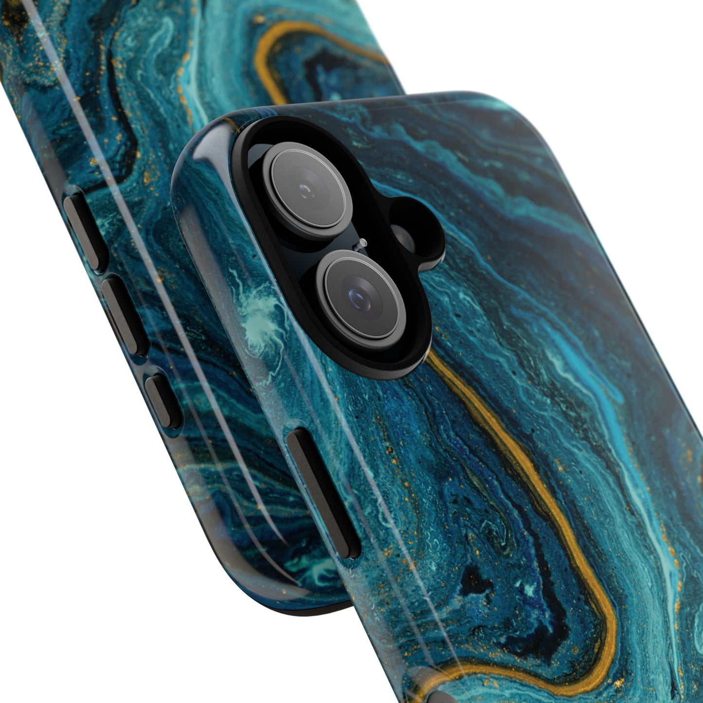 Gold & Teal Marble iPhone Case | Swirled Boldness, Everyday Luxury