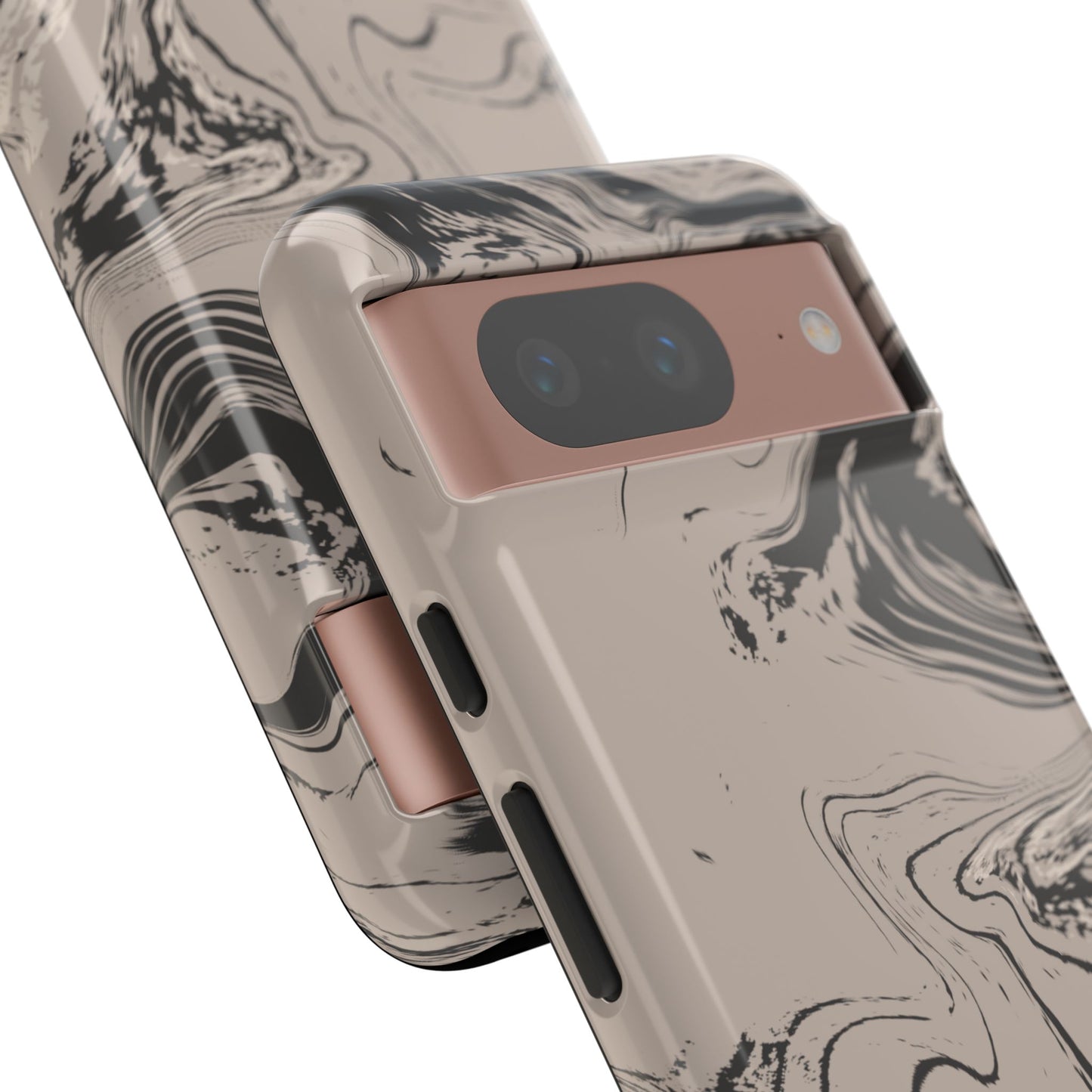 Cream, Grey, and Taupe Marble Google Pixel Case | Grounded Neutrals, Expressive Detail