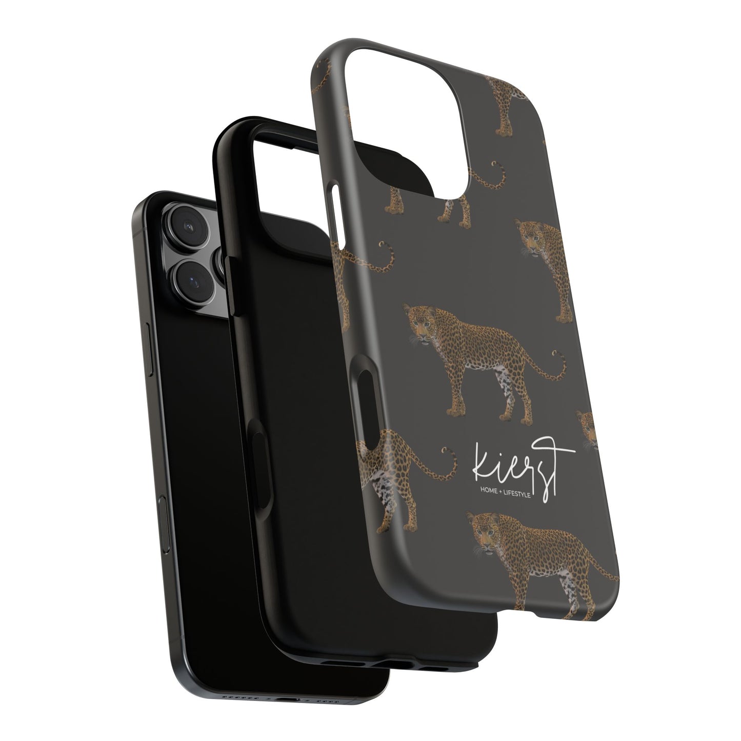 Leopards on Charcoal iPhone Case