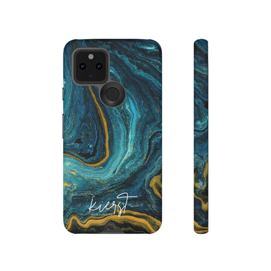 Gold & Teal Marble Google Pixel Case | A Bold Blend of Color & Contrast