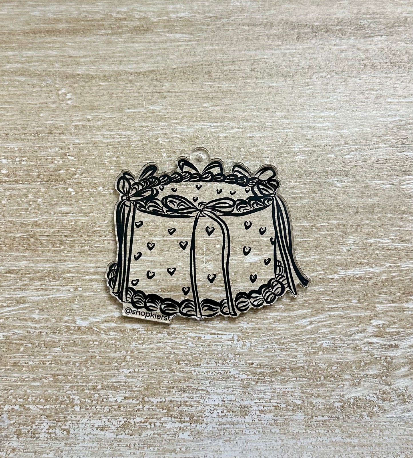 Black Bow Heart Cake Ornament