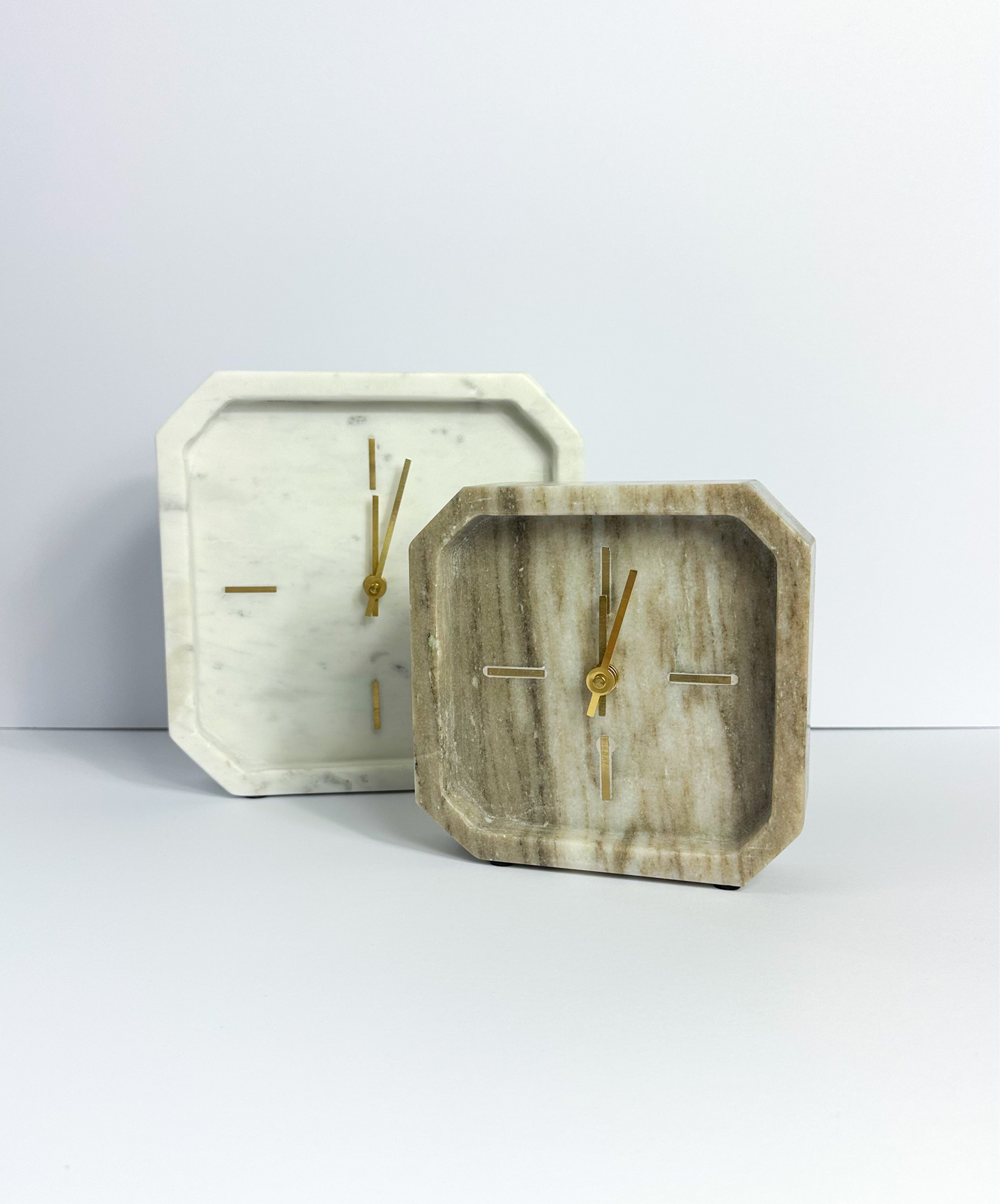 Tan Cream and Brown Marble Clock