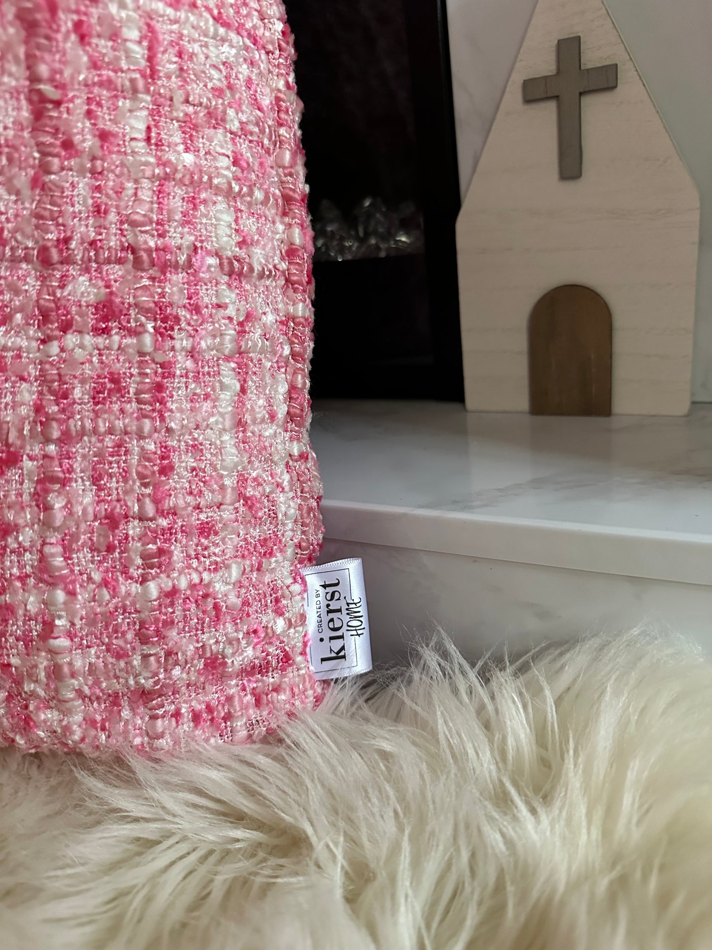 Pink Tweed Throw Pillow | Soft Texture, Elevated Design