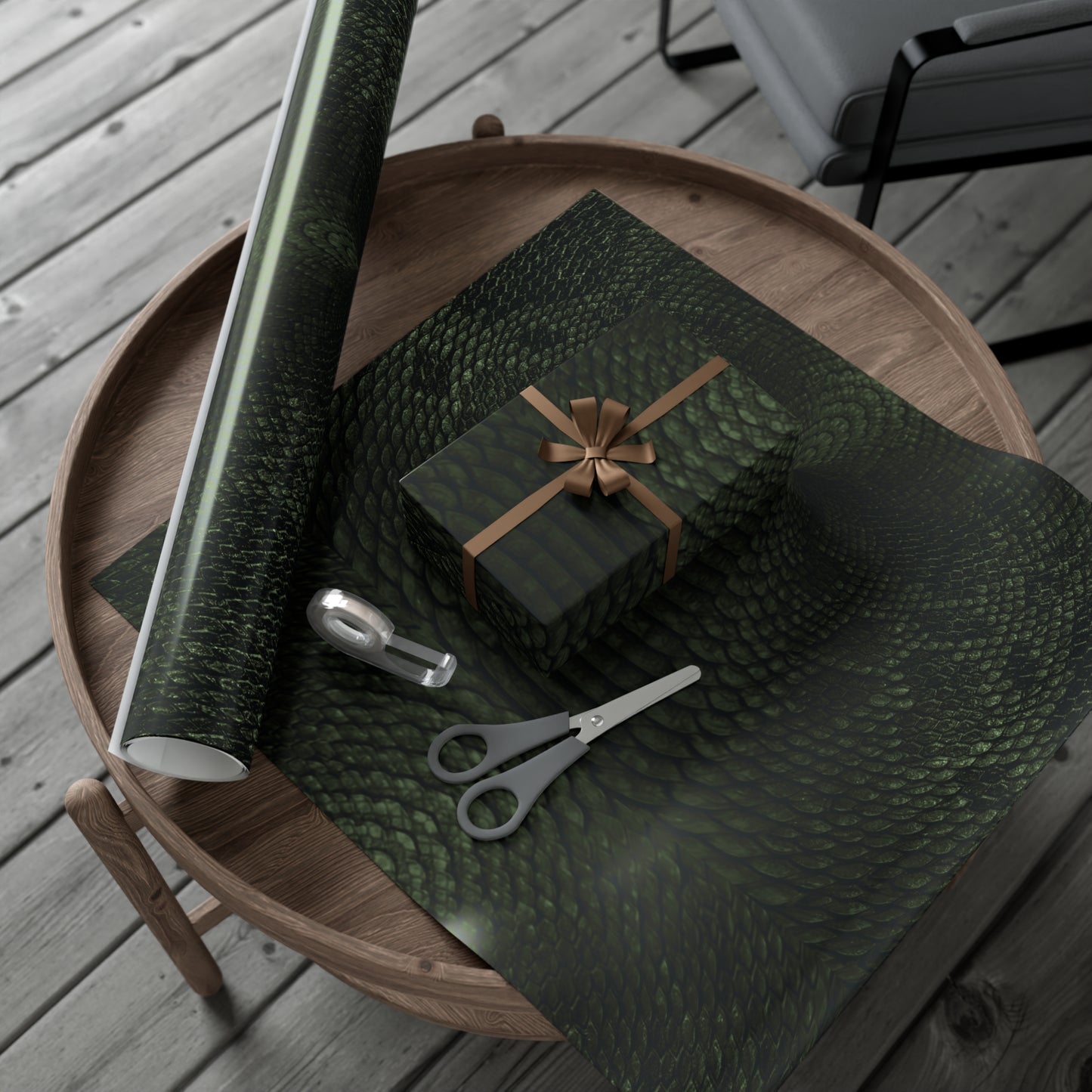 Deep Rich Green Snake Print Gift Wrapping Paper