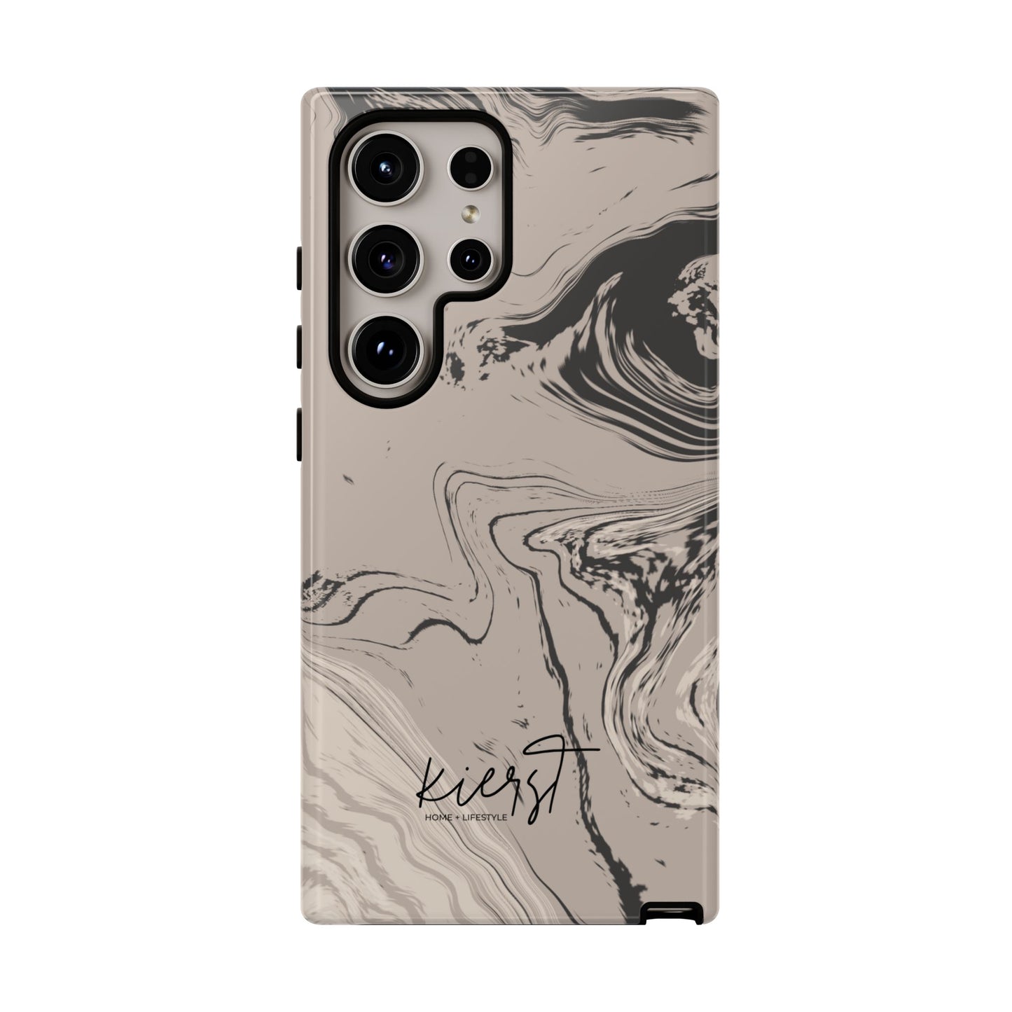 Cream, Grey, and Taupe Marble Samsung Galaxy Phone Case | Rich Swirls, Neutral Motion