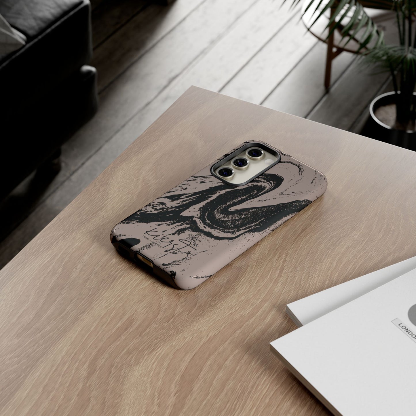 Taupe and Black Marble Samsung Galaxy Phone Case | Sleek, Durable Protection - Edgy, Modern Design