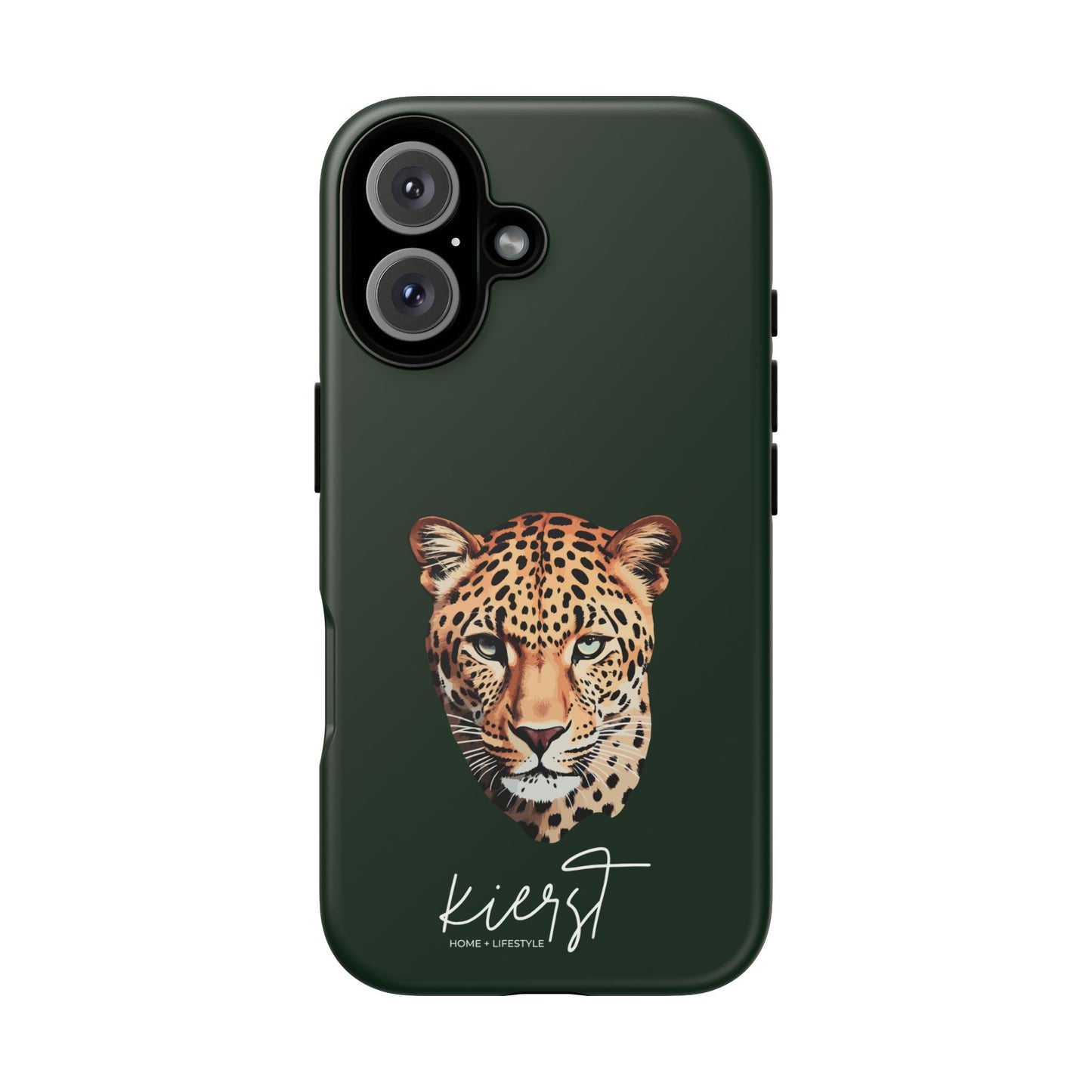 Leopard Head on Signature Midnight Pine iPhone Case | Designed to Stand Out