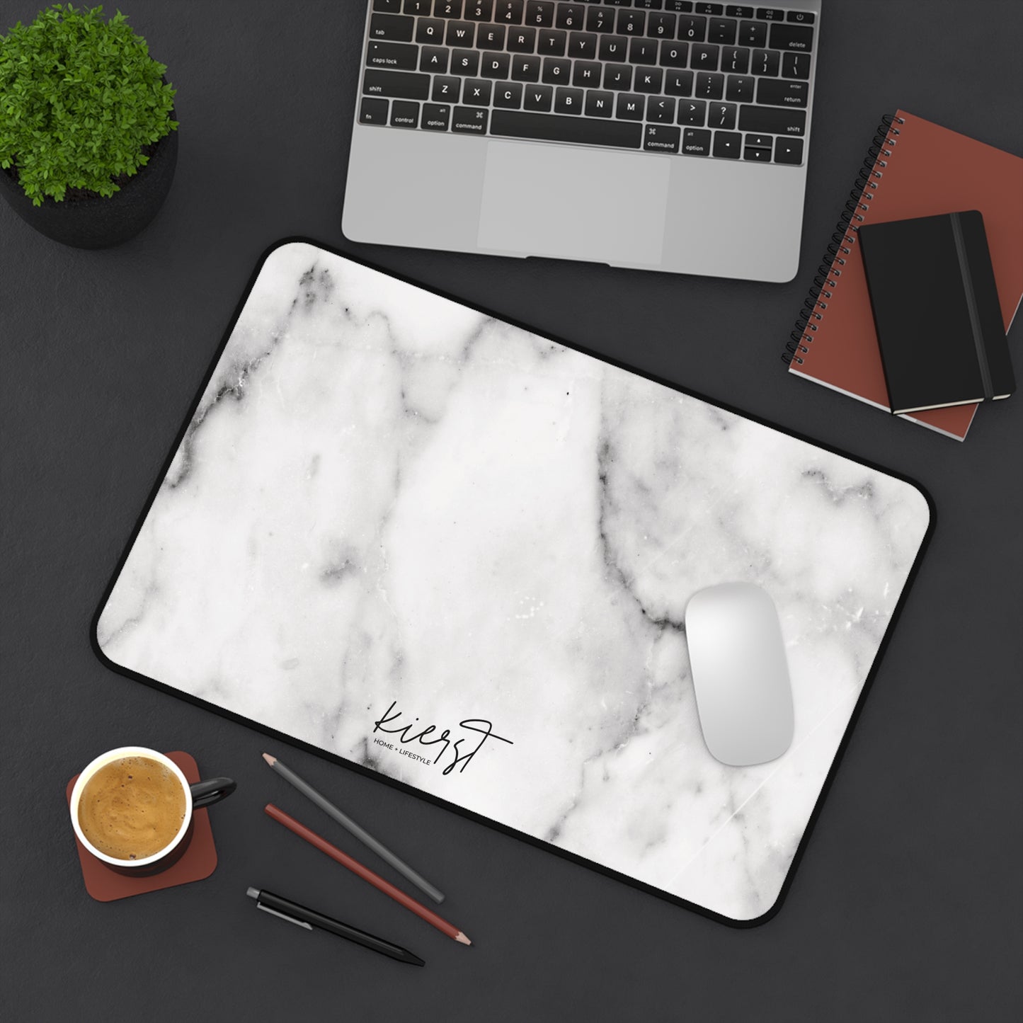 Lived-In White and Grey Marble Desk Mat | Softly Styled Workspace Staple