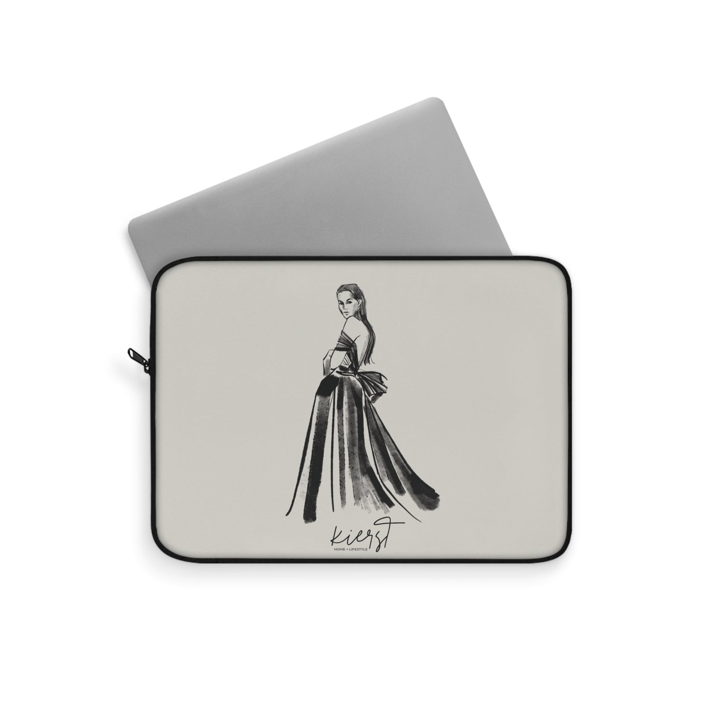 Elegant Evening Gown Sketch Laptop Sleeve | Fashion Illustration for Work & Travel