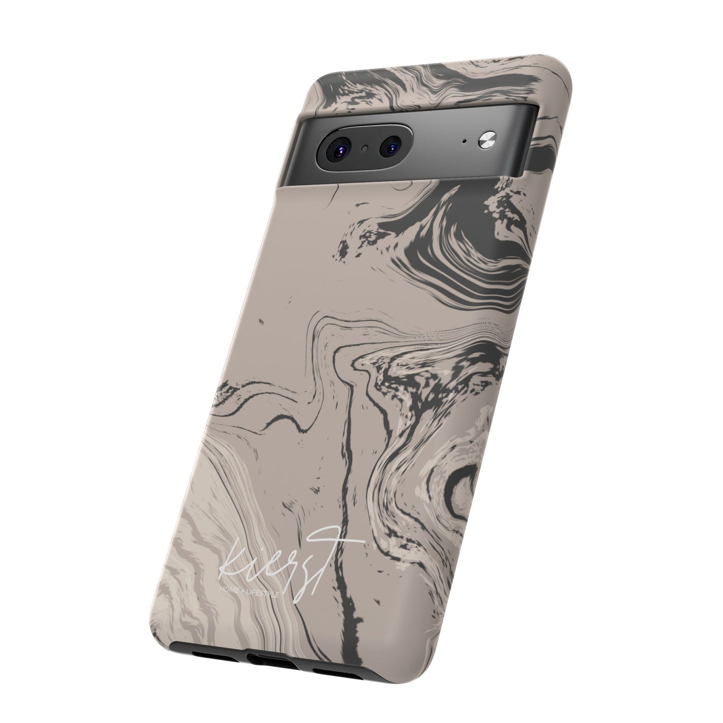 Cream, Grey, and Taupe Marble Google Pixel Case | Grounded Neutrals, Expressive Detail