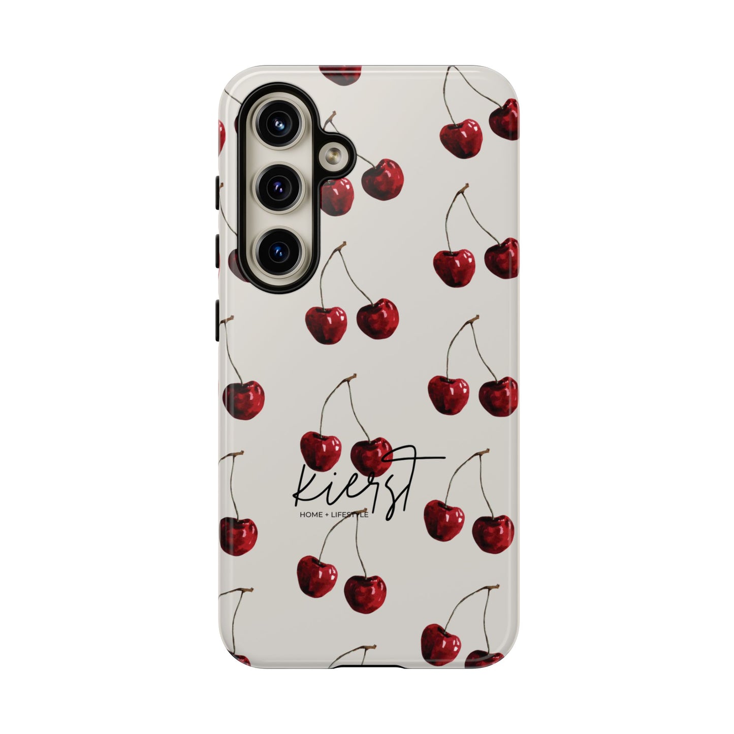 Moody Cherry Stems on White Bone Samsung Galaxy Case | Understated Luxury With A Playful Bite