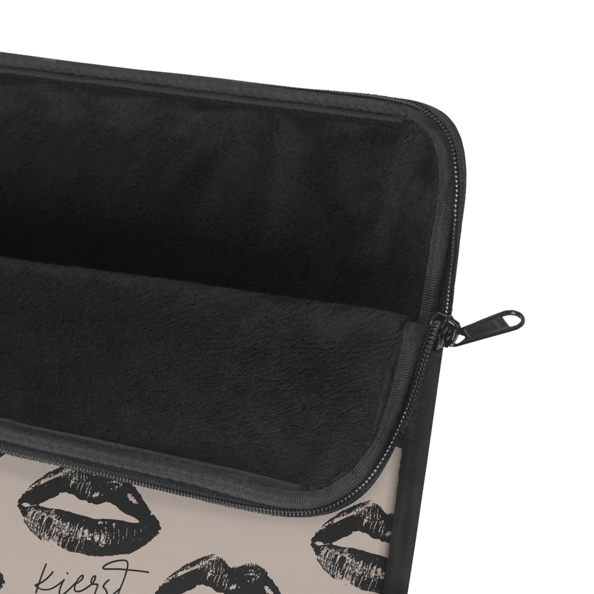 Black Lips on Oat Laptop Sleeve | Soft Neutrals, Bold Mood