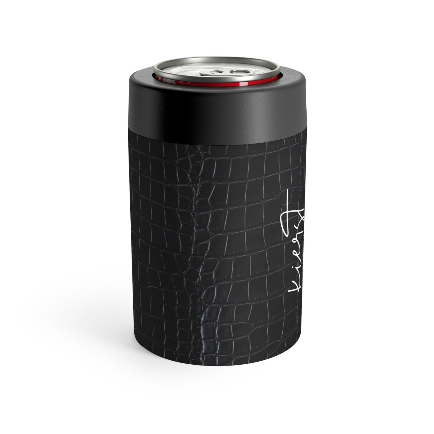 Crocodile Print Can Holder – Matte Black Faux Texture