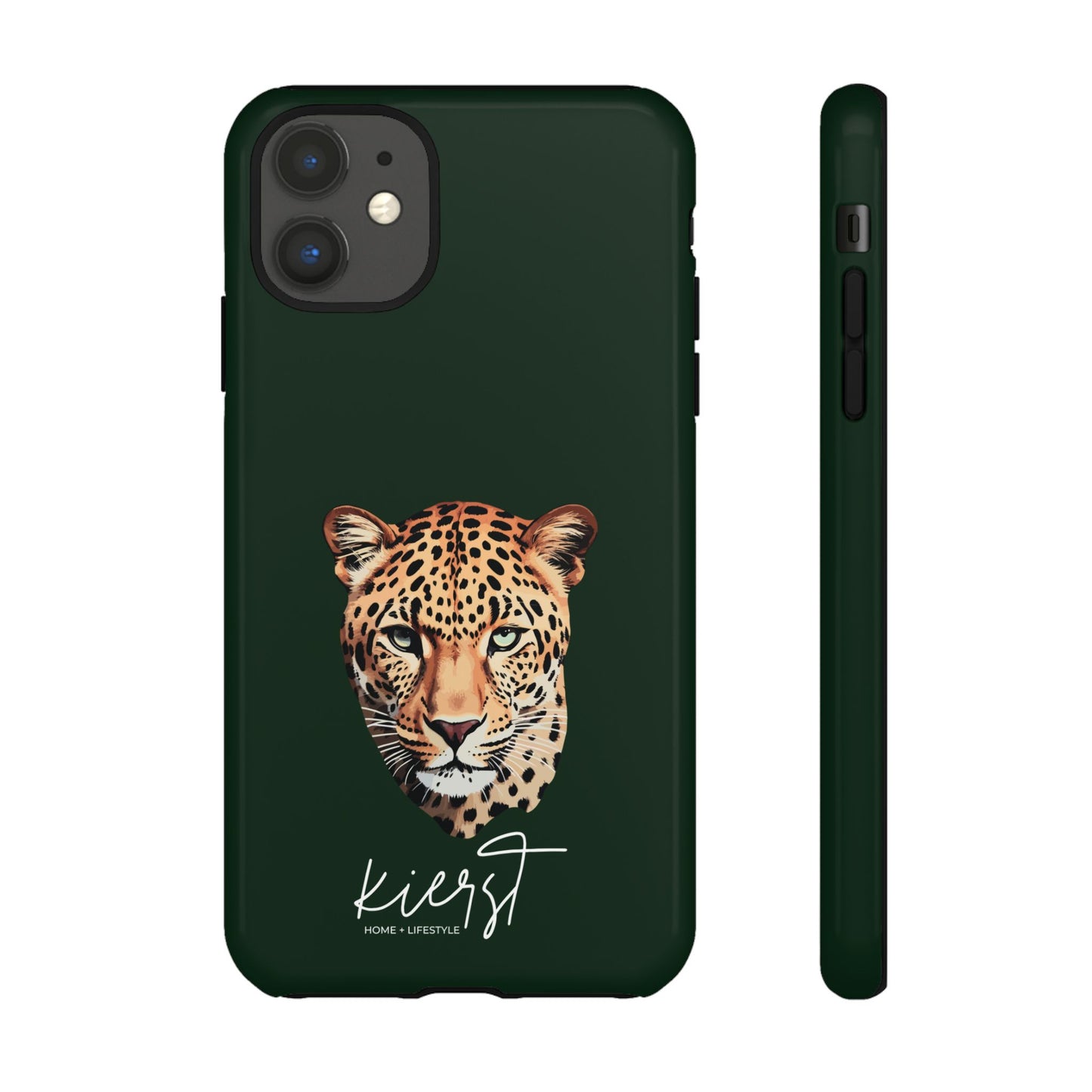 Leopard Head on Signature Midnight Pine iPhone Case | Designed to Stand Out