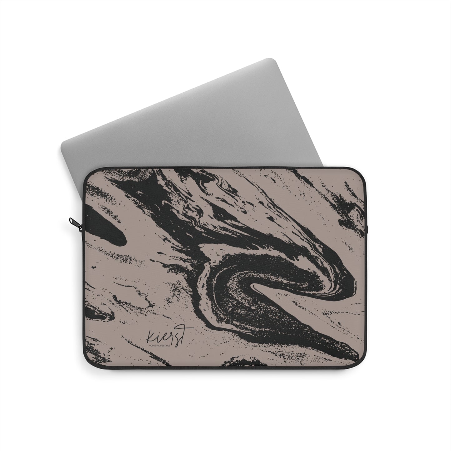 Black and Taupe Marble Laptop Sleeve