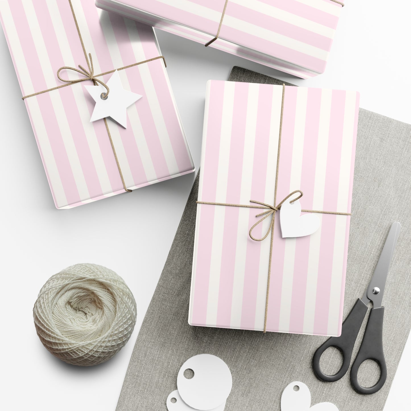 kierst Signature Pink and Cream Striped Wrapping Paper