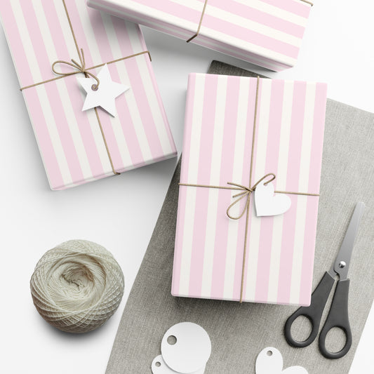 kierst Signature Pink and Cream Striped Wrapping Paper