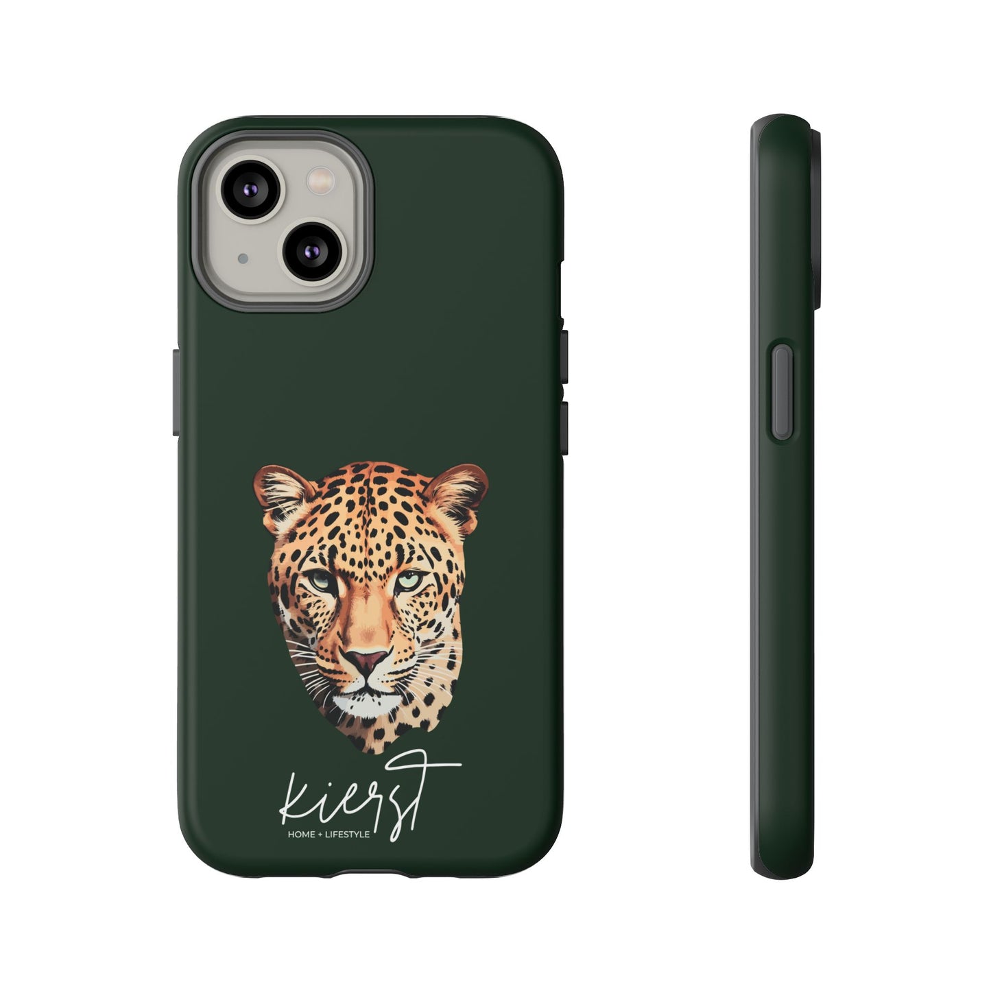 Leopard Head on Signature Midnight Pine iPhone Case | Designed to Stand Out