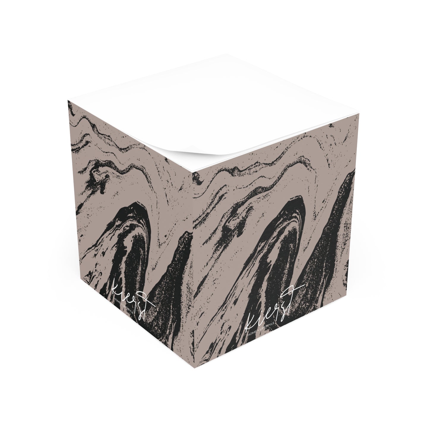 Black and Taupe Marble Note Cube