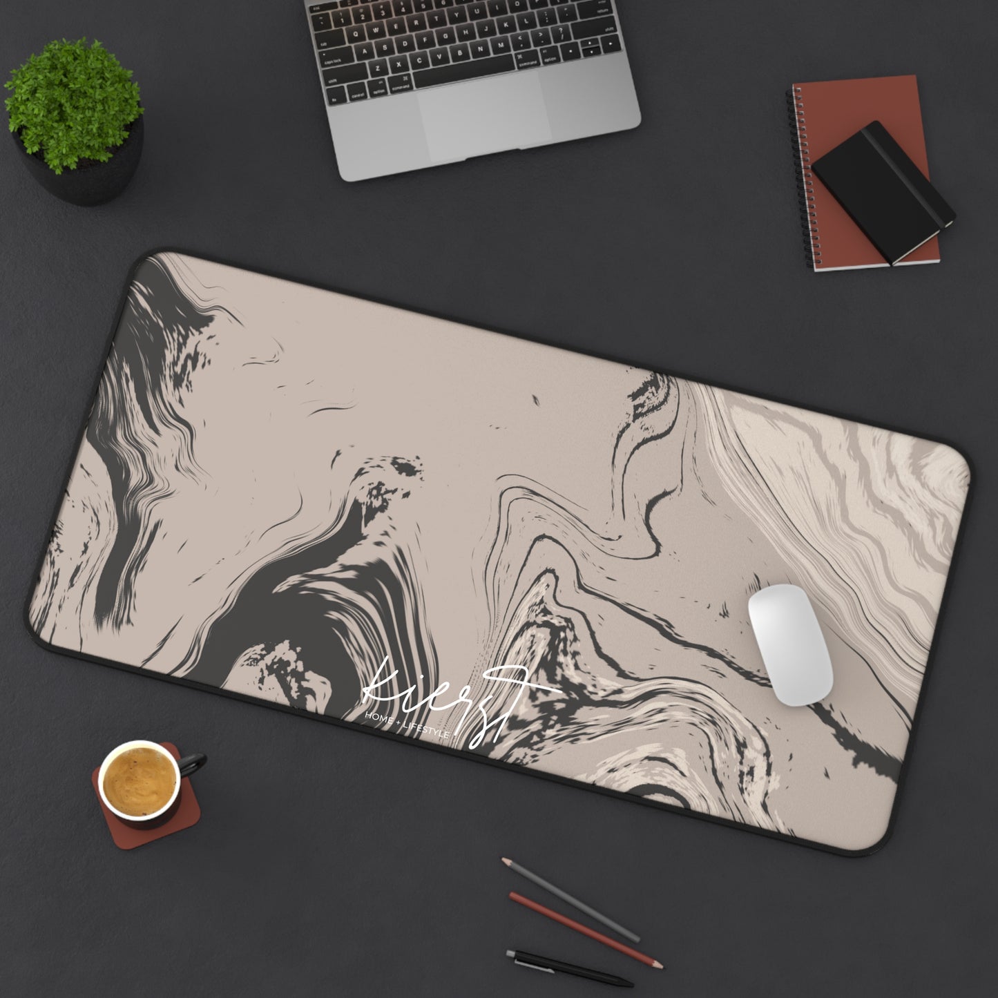 Cream, Grey, and Taupe Marble Desk Mat | Earthy Elegance for the Everyday