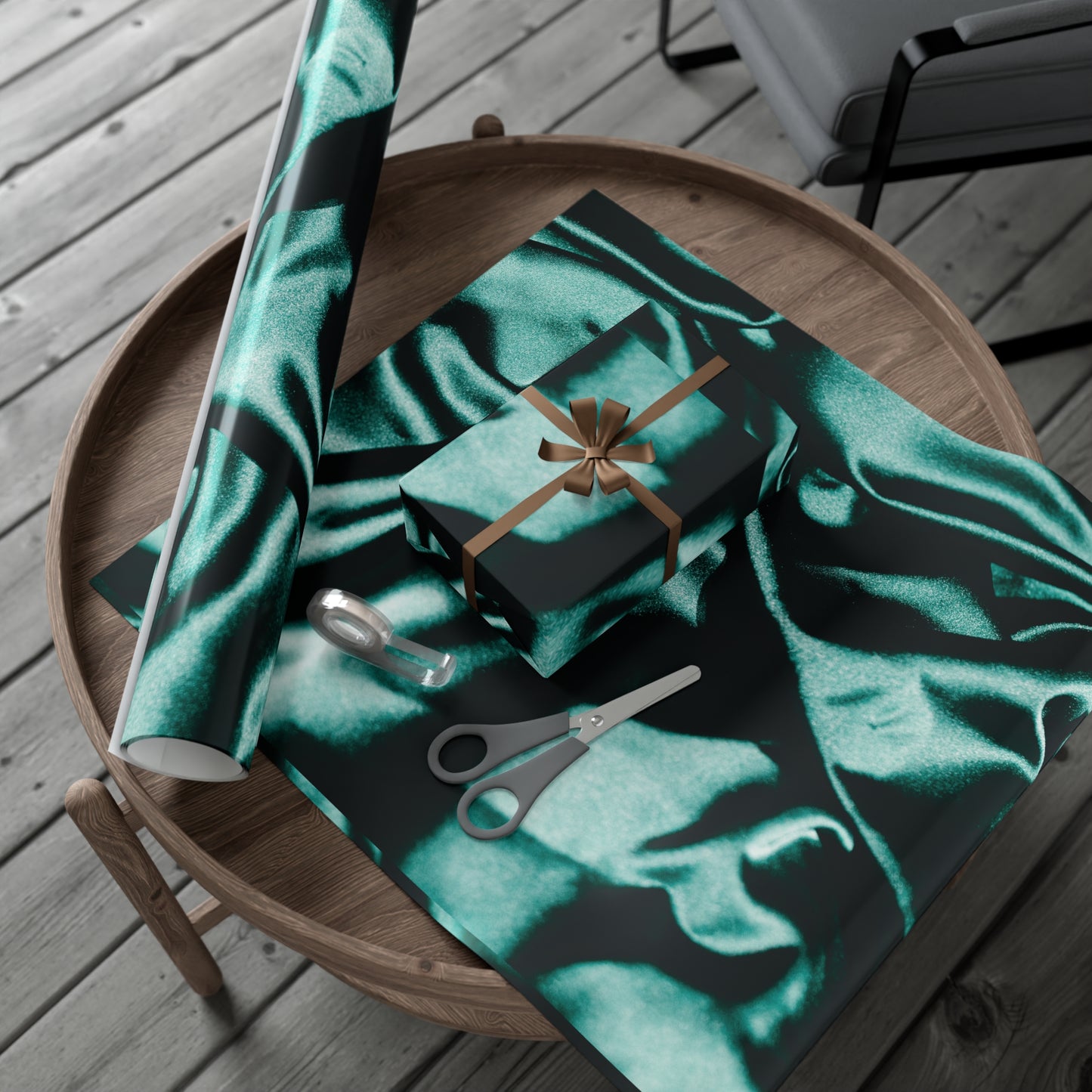 Emerald Satin Print Gift Wrapping Paper