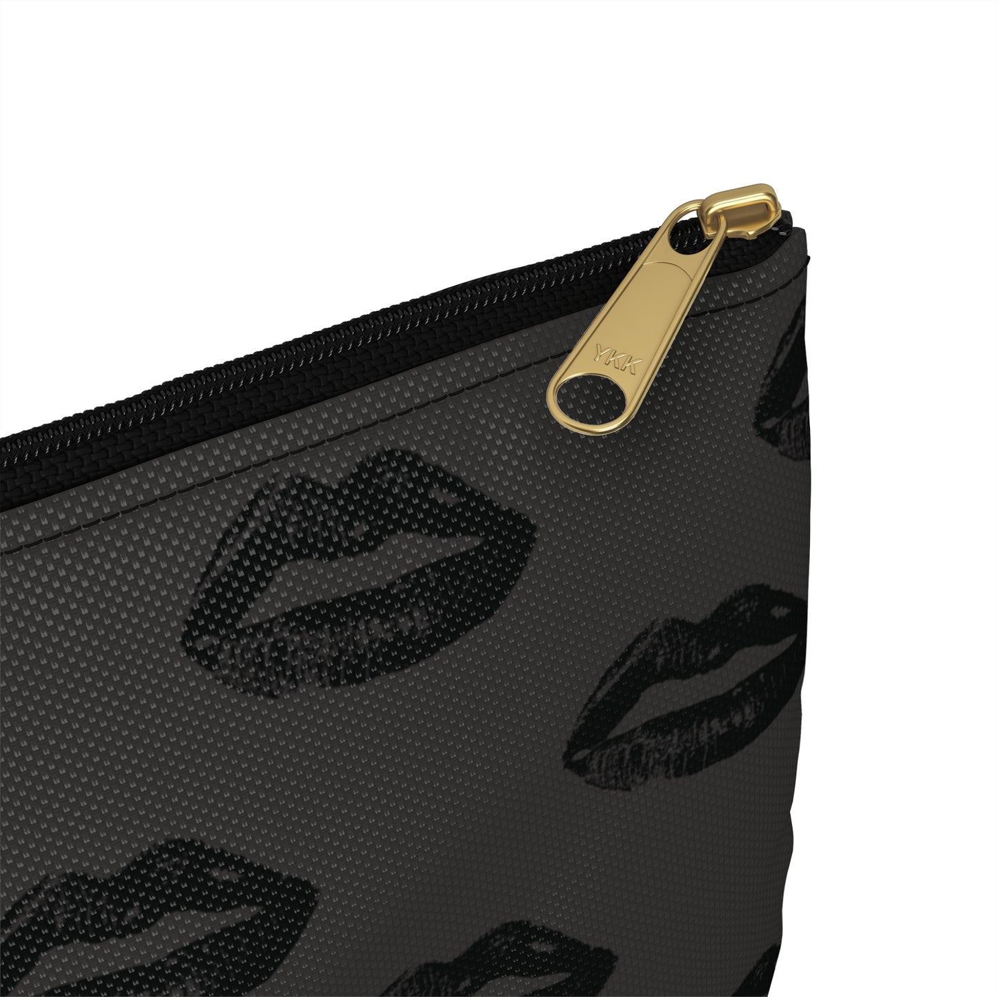 Black Lips on Charcoal Accessory Pouch | Quietly Bold