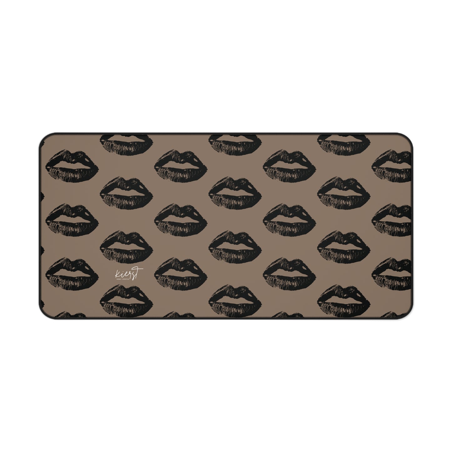 Black Lips on Mocha Desk Mat