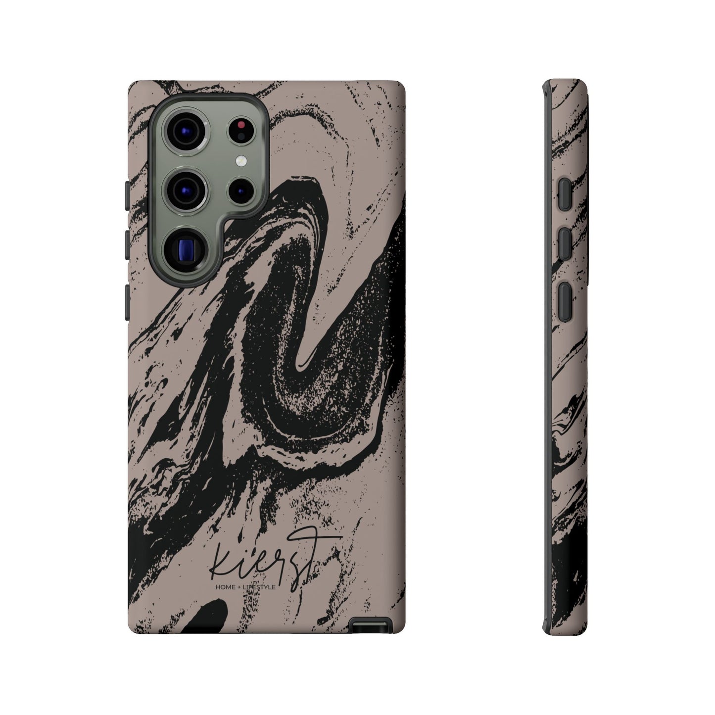 Taupe and Black Marble Samsung Galaxy Phone Case | Sleek, Durable Protection - Edgy, Modern Design