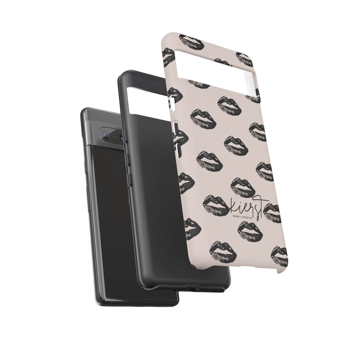 Black Lips on Oat Google Pixel Case | Minimalist Neutrals with a Bold Edge