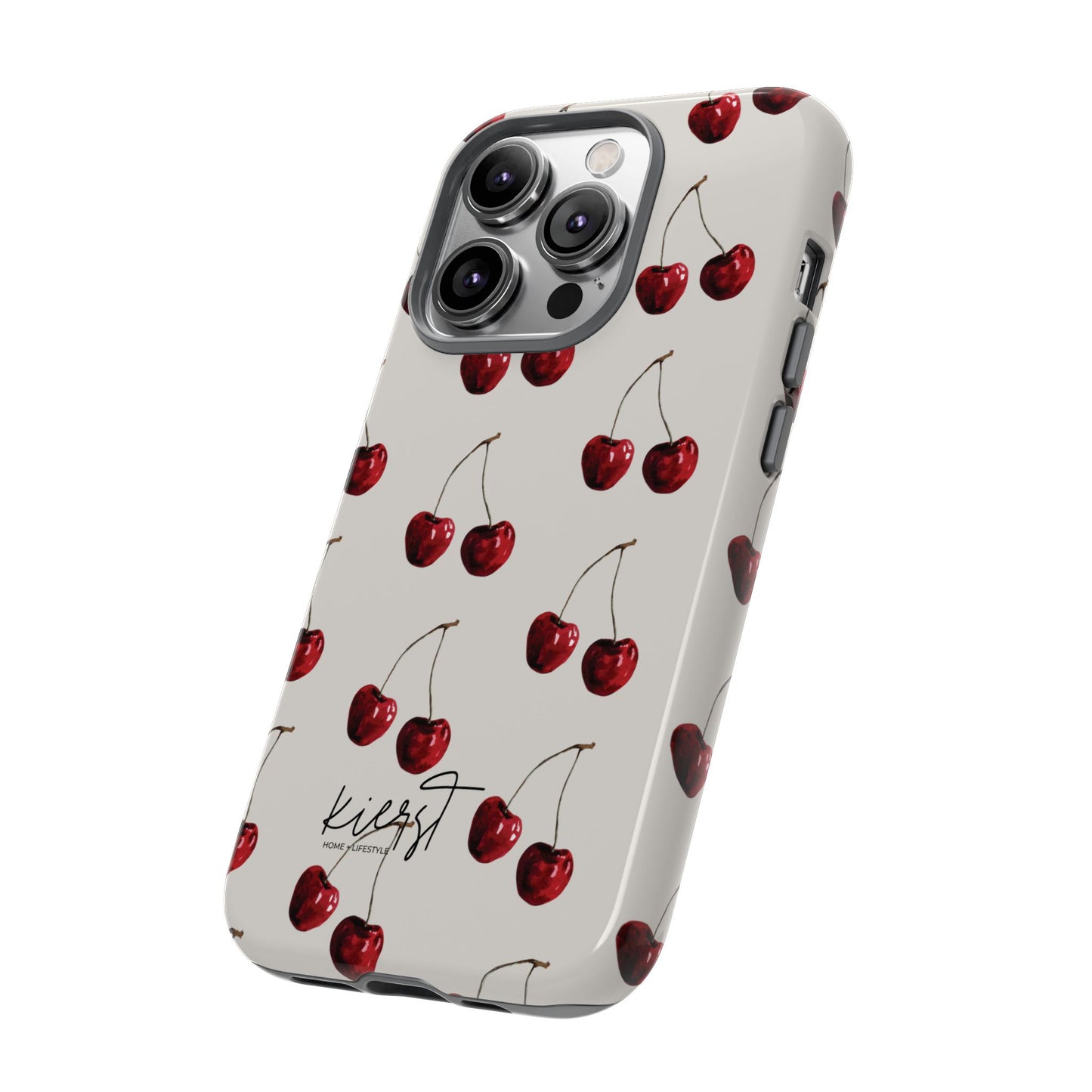 Moody Cherry Stems on White Bone iPhone Case | Timeless Contrast With A Twist of Charm