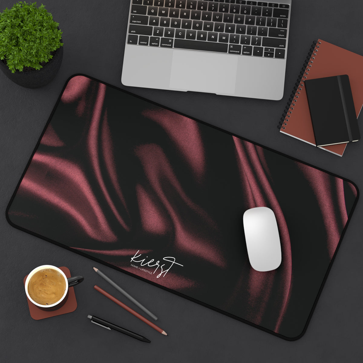 Signature Velvet Noir Silk Print Desk Mat
