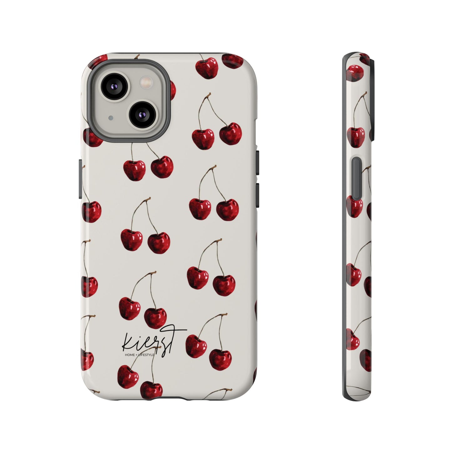 Moody Cherry Stems on White Bone iPhone Case | Timeless Contrast With A Twist of Charm