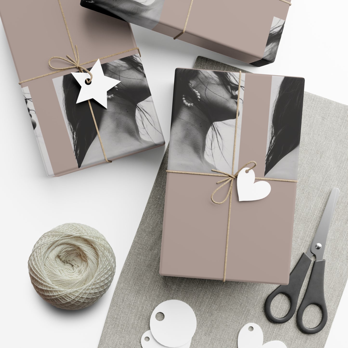 Black + White Fashion Portrait Wrapping Paper