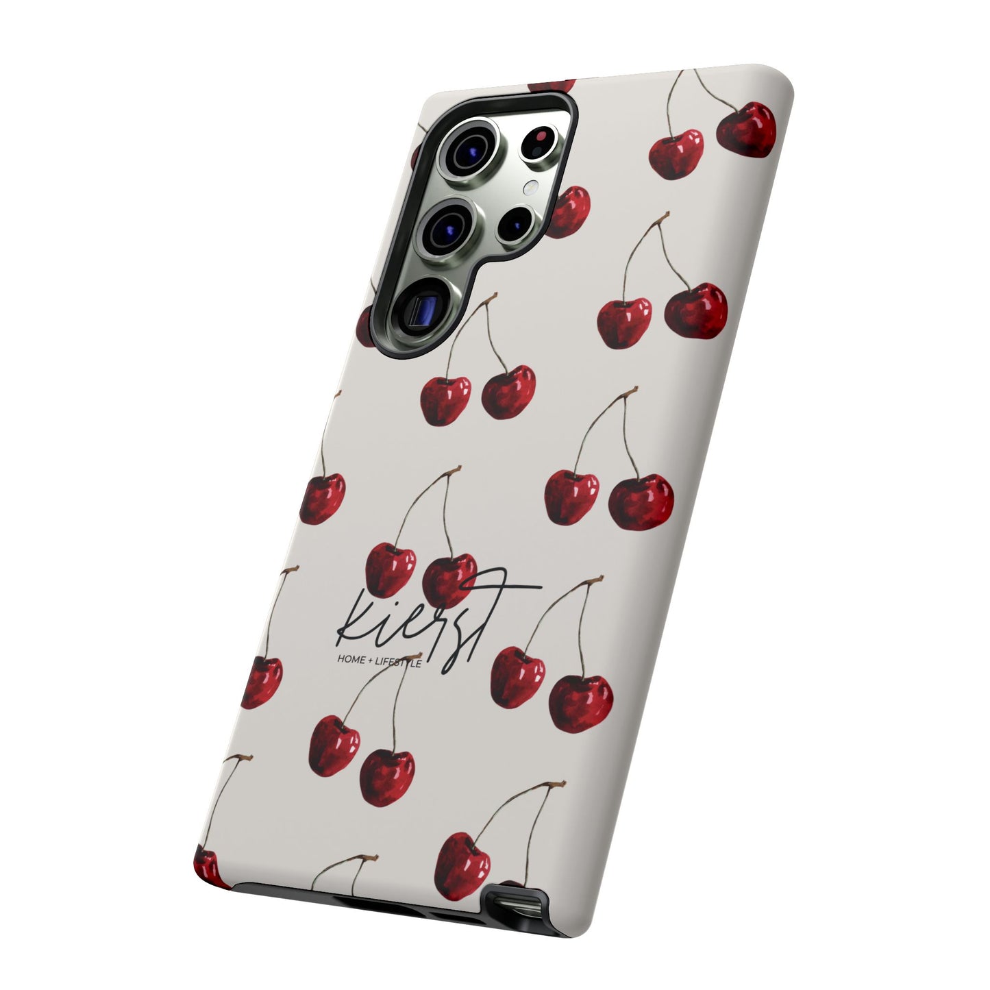 Moody Cherry Stems on White Bone Samsung Galaxy Case | Understated Luxury With A Playful Bite