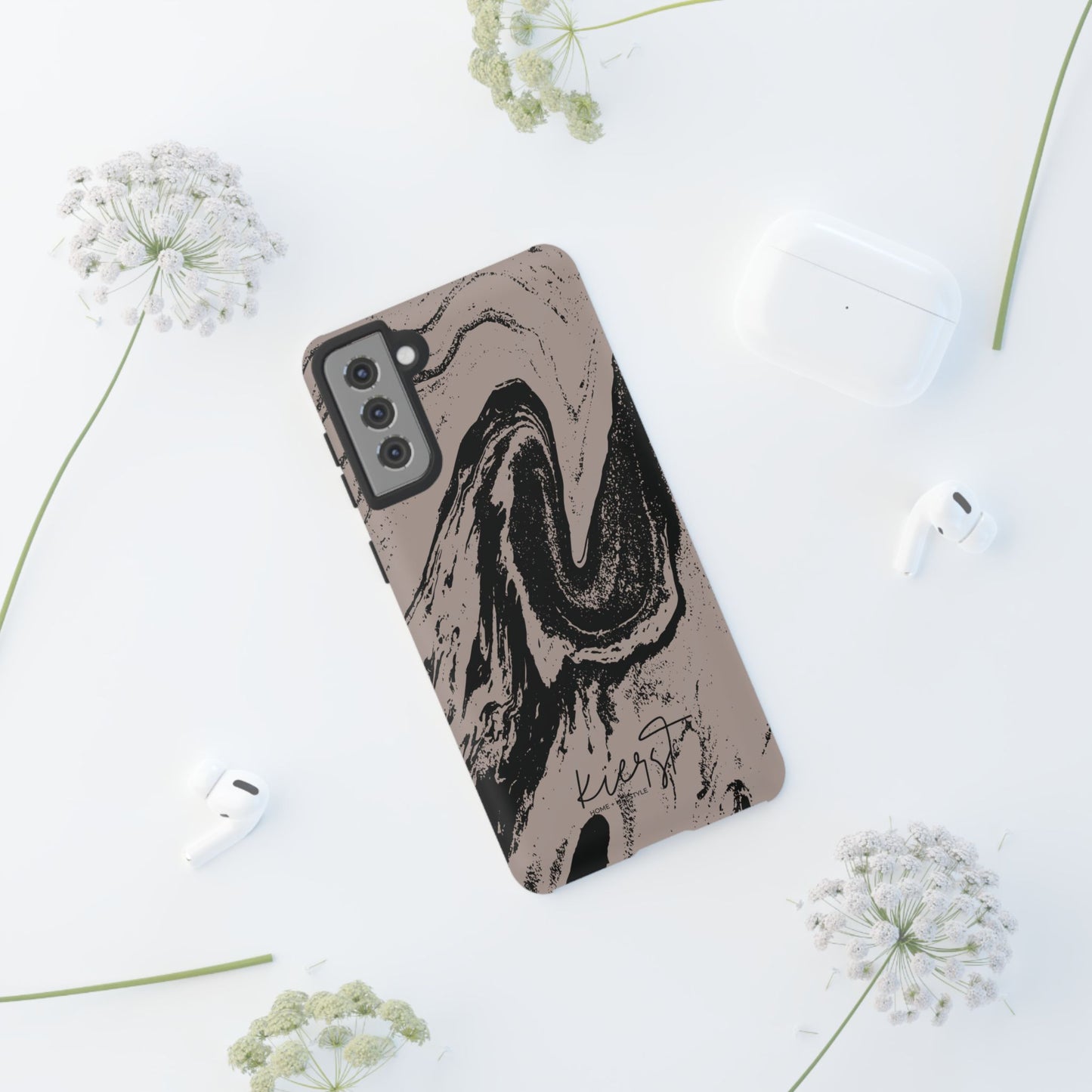 Taupe and Black Marble Samsung Galaxy Phone Case | Sleek, Durable Protection - Edgy, Modern Design