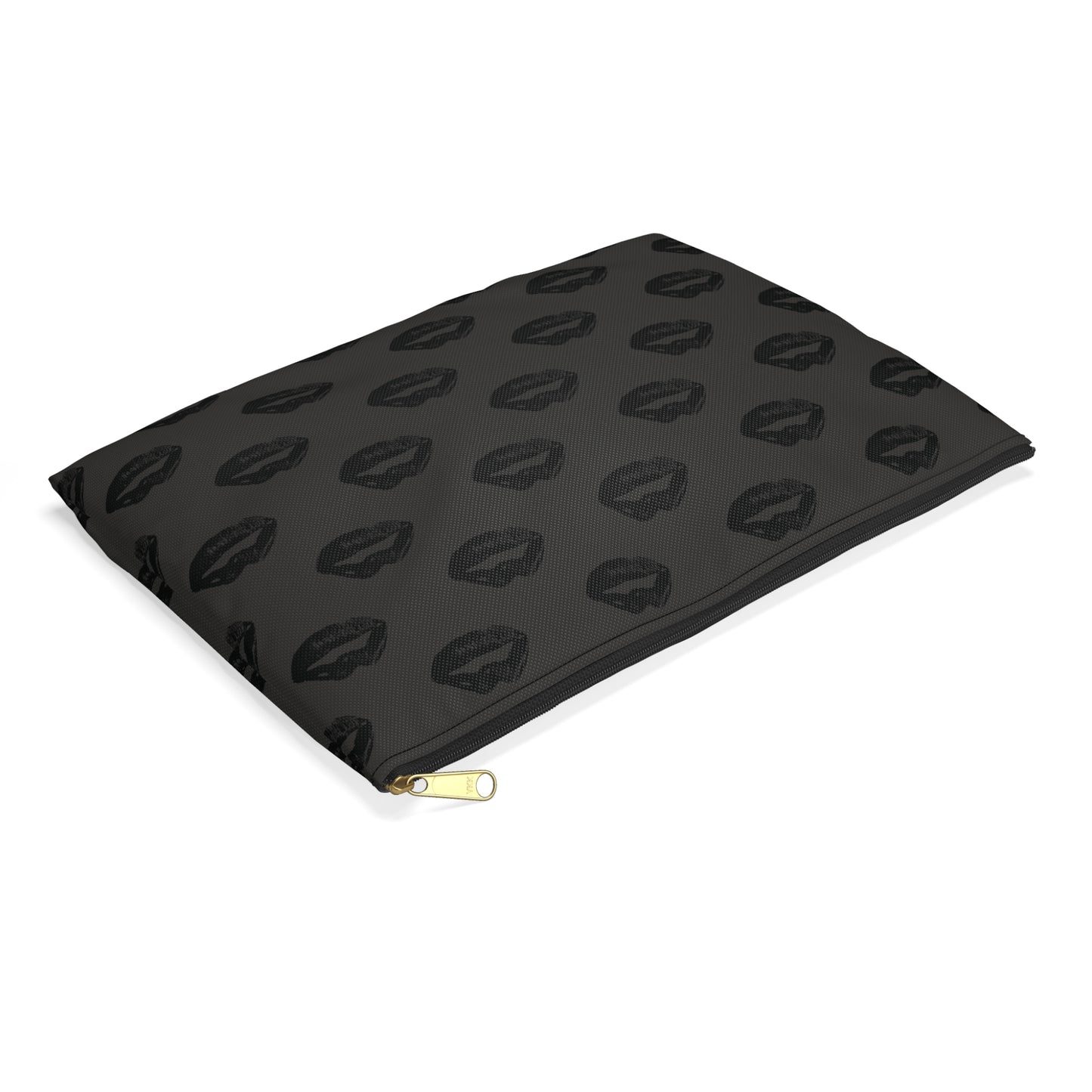 Black Lips on Charcoal Accessory Pouch | Quietly Bold