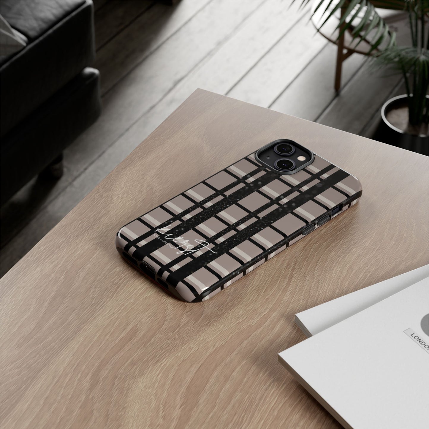 Elevated Neutrals Plaid iPhone Case | Classic Pattern, Modern Contrast