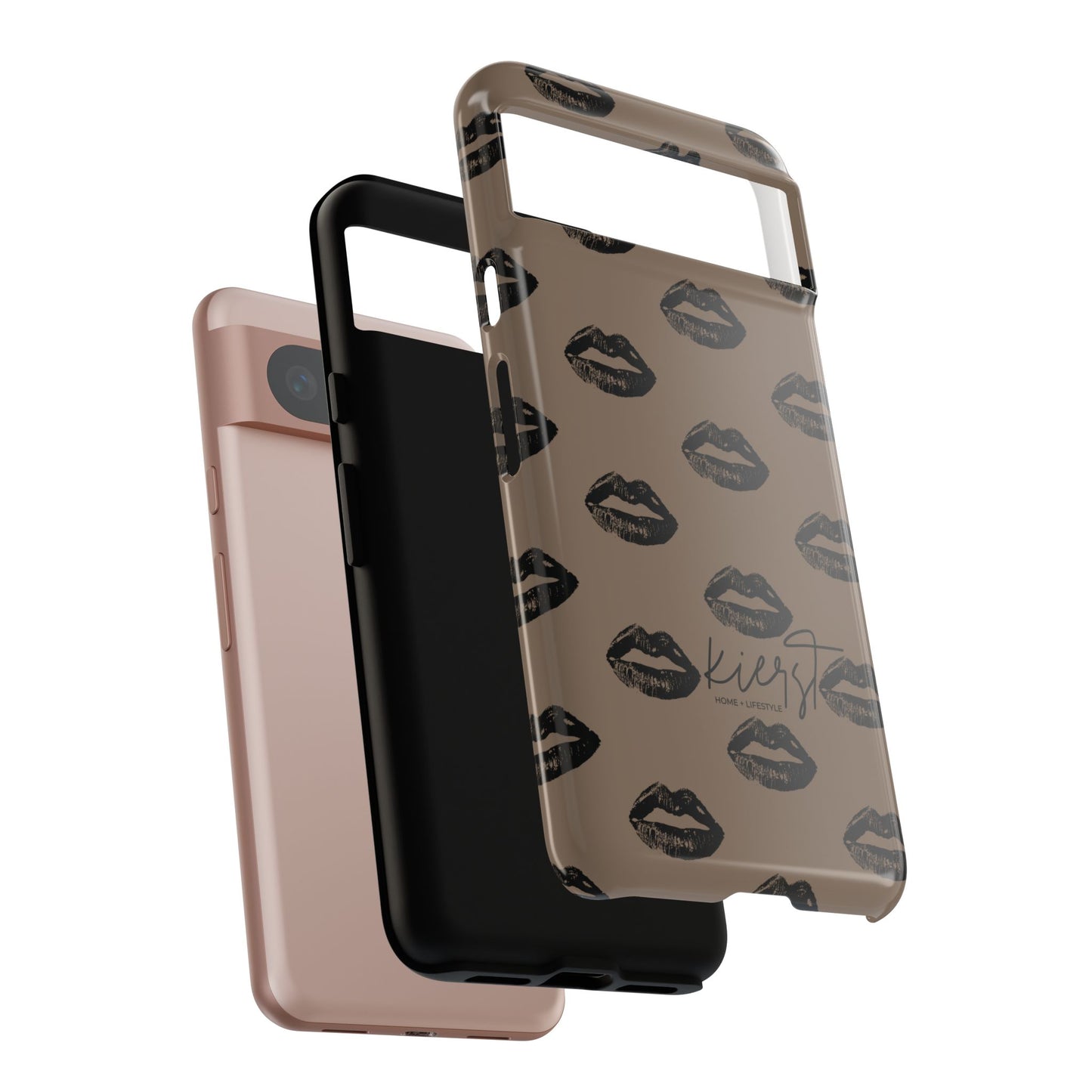 Black Lips on Mocha Google Pixel Phone Case | Soft Edge, Bold Energy