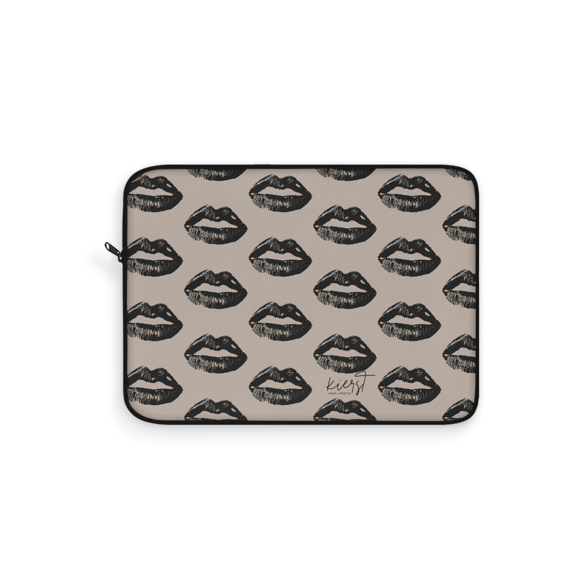 Black Lips on Oat Laptop Sleeve | Soft Neutrals, Bold Mood