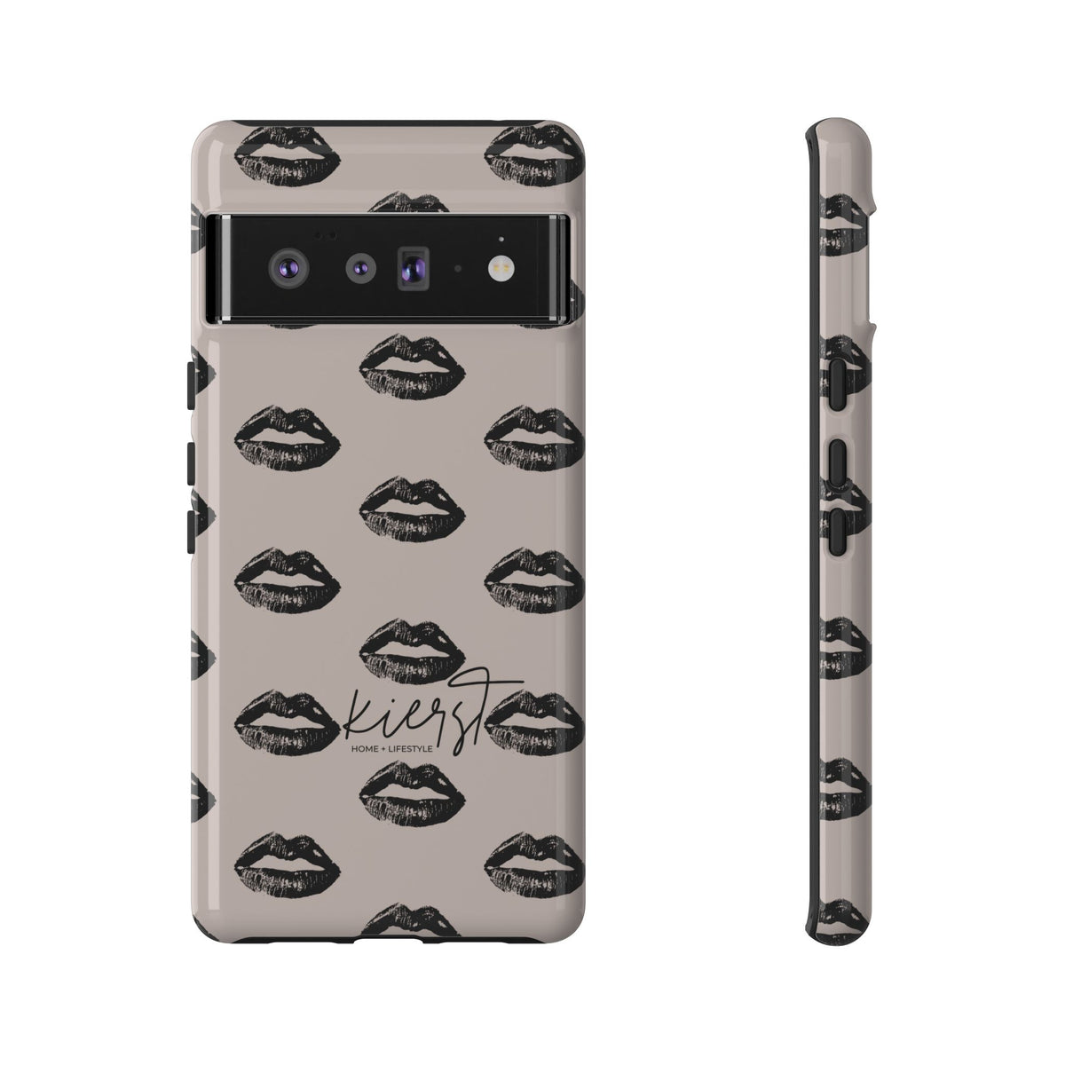 Black Lips on Oat Google Pixel Case | Minimalist Neutrals with a Bold Edge