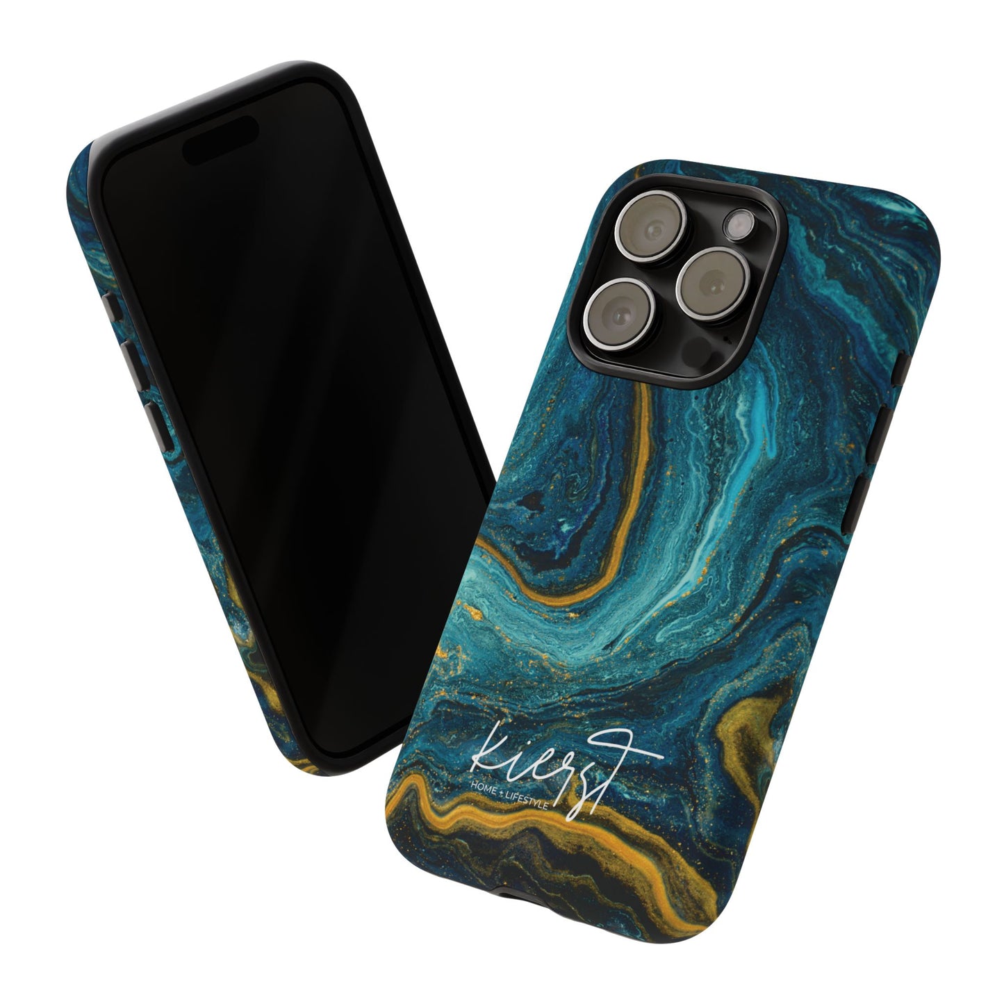 Gold & Teal Marble iPhone Case | Swirled Boldness, Everyday Luxury