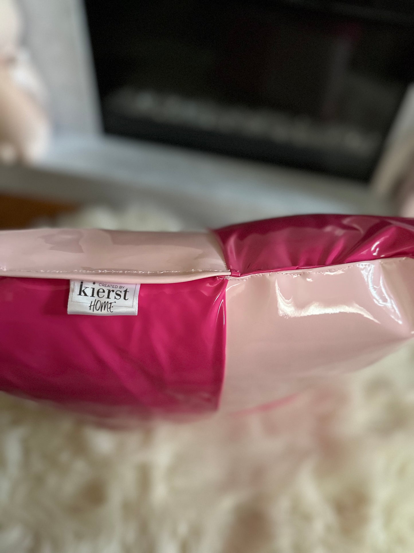 Two-Toned Pink Faux Leather Throw Pillow