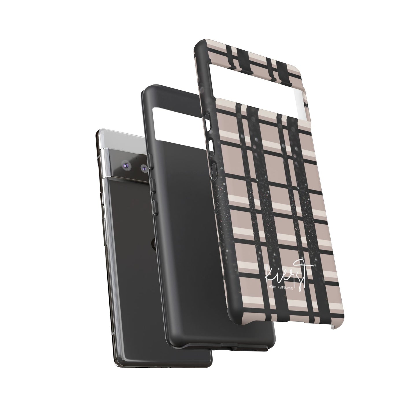 Elevated Neutrals Plaid Google Pixel Case | Taupe, Cream, & Black—Refined, Not Routine