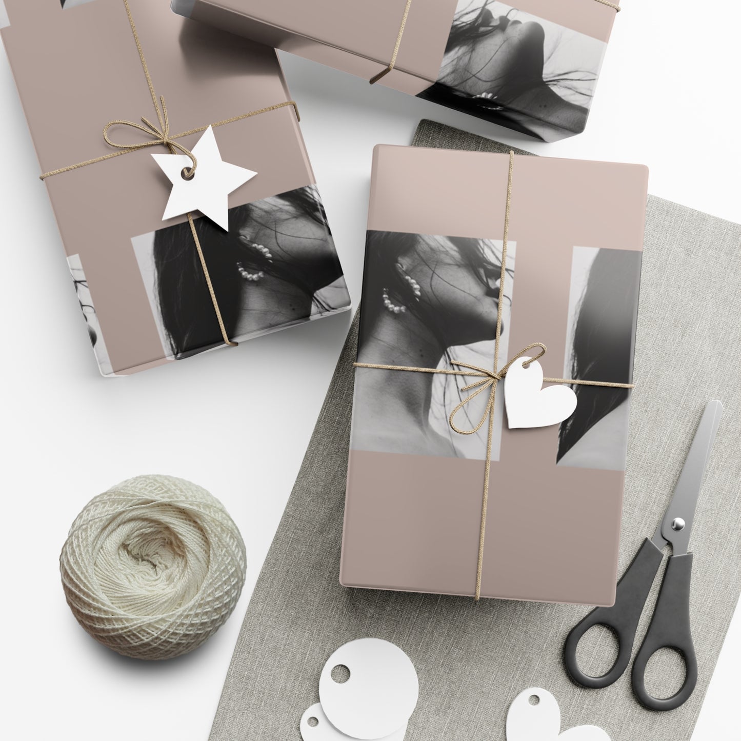 Black + White Fashion Portrait Wrapping Paper