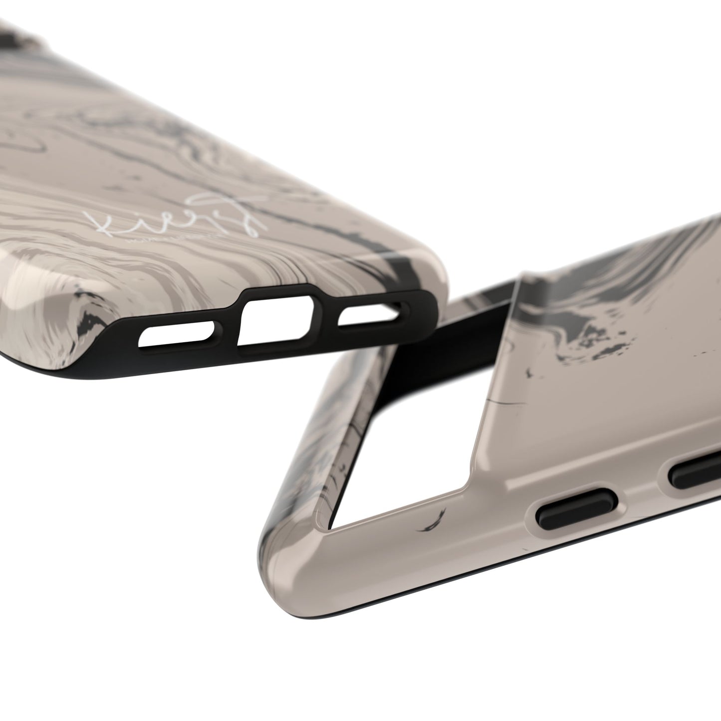 Cream, Grey, and Taupe Marble Google Pixel Case | Grounded Neutrals, Expressive Detail
