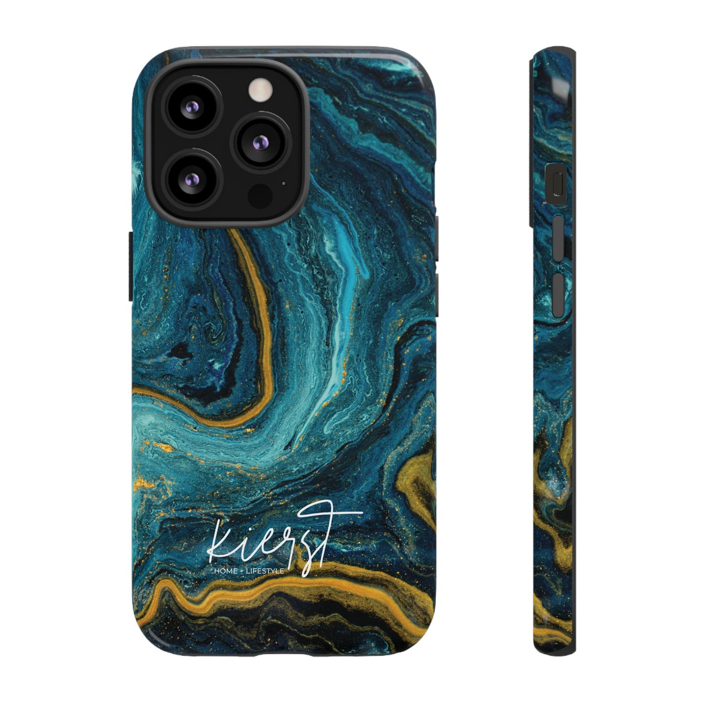 Gold & Teal Marble iPhone Case | Swirled Boldness, Everyday Luxury