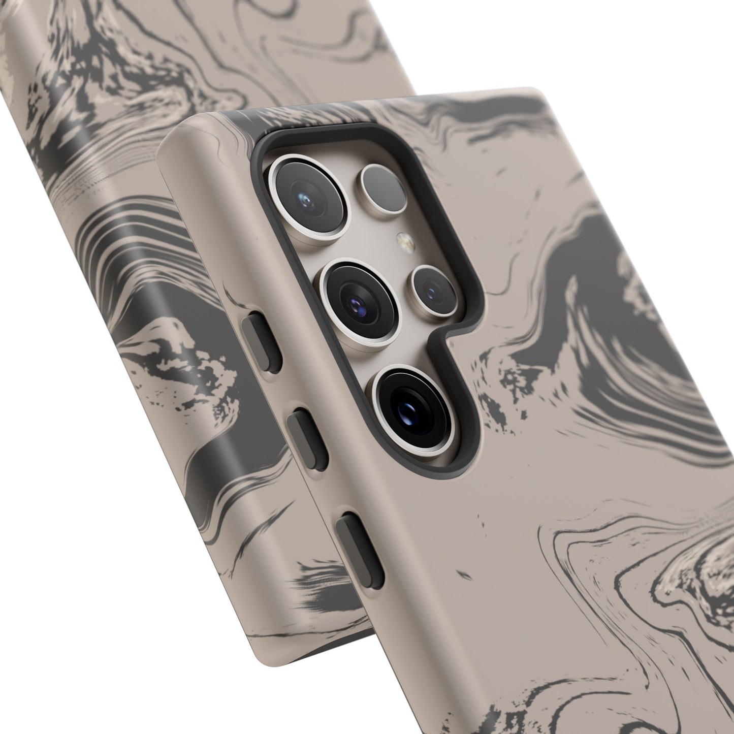 Cream, Grey, and Taupe Marble Samsung Galaxy Phone Case | Rich Swirls, Neutral Motion