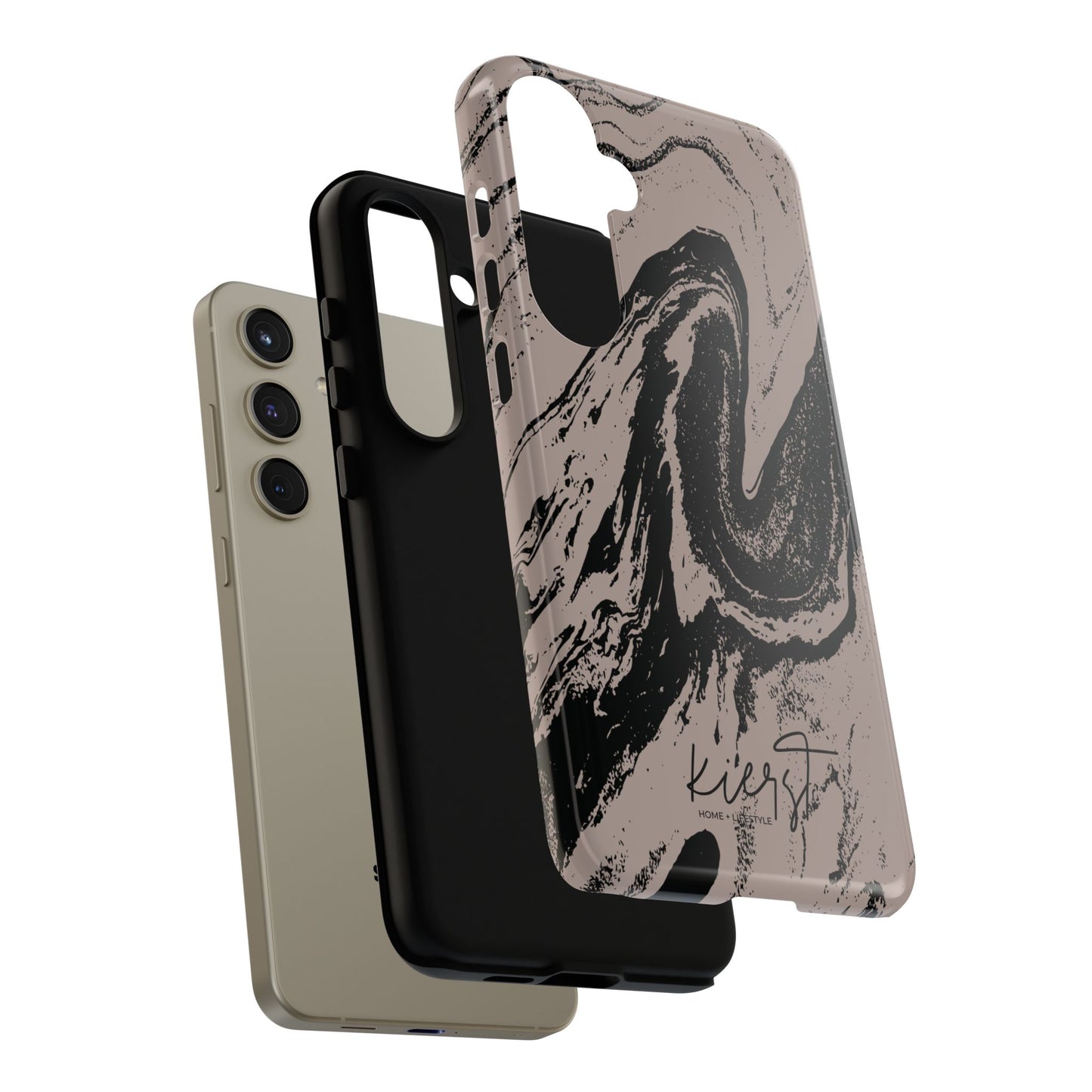 Taupe and Black Marble Samsung Galaxy Phone Case | Sleek, Durable Protection - Edgy, Modern Design